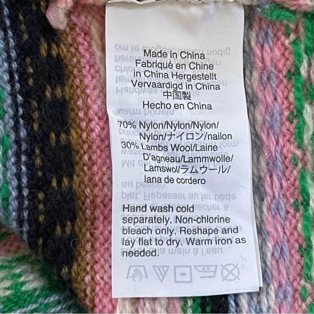 J. Crew Sweater Fair Isle Lambswool Mock Neck Knit Ribbed Pullover Holiday Small